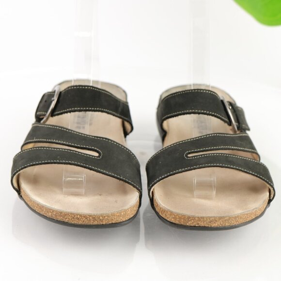 Mephisto Womens Afida Sandal Size 41 10 Black Leather Slide Flip Flop Casual - Picture 2 of 11
